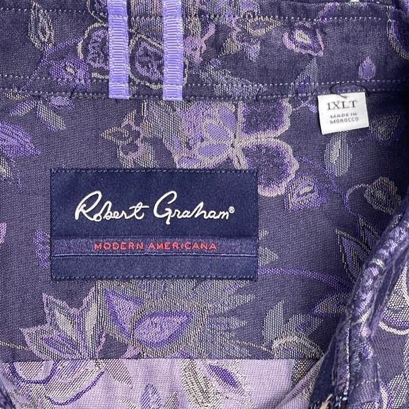 Robert Graham Men's 1XLT Purple Floral Button Down Modern Americana Flip Cudd - Picture 4 of 11